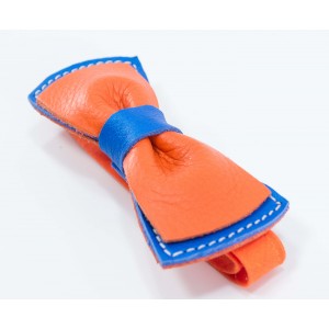 noeud papillon en cuir | orange & bleu